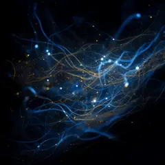 Luma Photon — Intertwining ribbons of light in blue and gold aga