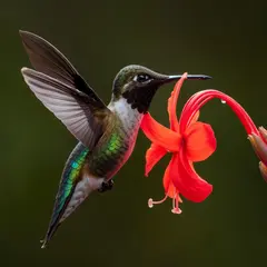 Luma Photon — A hummingbird hovering next to a bright red flower