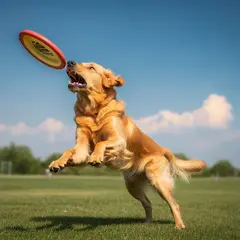 Luma Photon — A golden retriever catching a frisbee in mid-air a
