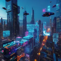 Luma Photon — A futuristic city skyline with flying vehicles, sl