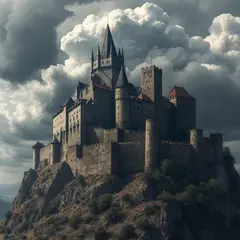 Luma Photon — A medieval castle on a hilltop, fantasy art style,