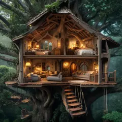 Luma Photon — A detailed cross-section of a fantasy treehouse sh