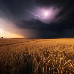 Luma Photon — A vast wheat field under a dramatic thunderstorm s