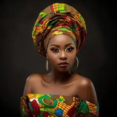 Luma Photon — A woman with elaborate gele headwrap and bold eye 