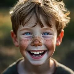 Luma Photon — A freckled boy with bright blue eyes and messy hai