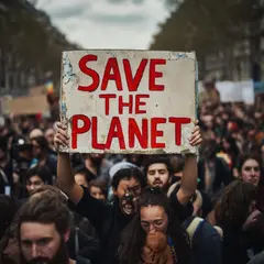 Luma Photon — A protest sign held up in a crowd reading SAVE THE
