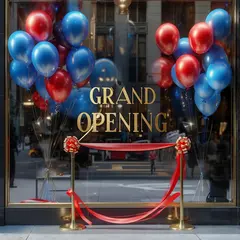 Luma Photon — A storefront window with GRAND OPENING painted in 