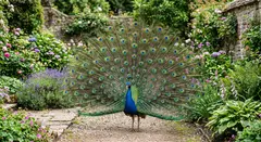 Gemini 3.1 Flash Image — A peacock displaying its full tail feathers, vibra