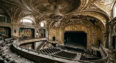 Gemini 3.1 Flash Image — An abandoned Art Deco theater with peeling gold pa