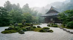 Gemini 3.1 Flash Image — A Japanese zen garden with raked gravel, moss-cove