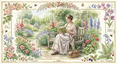 Gemini 3.1 Flash Image — A woman reading a book in a garden, watercolor pai