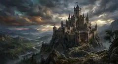 Gemini 3.1 Flash Image — A medieval castle on a hilltop, fantasy art style,