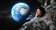 Gemini 3.1 Flash Image — An astronaut without a helmet, face lit by Earth g