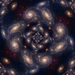 Gemini 3 Pro Image — A fractal pattern made of galaxies and nebulae, co