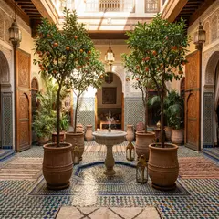 Gemini 3 Pro Image — A traditional riad courtyard with intricate zellig