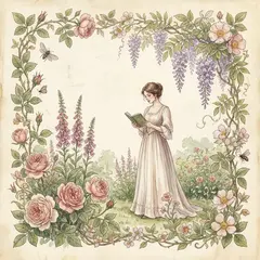 Gemini 3 Pro Image — A woman reading a book in a garden, watercolor pai