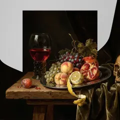 Gemini 3 Pro Image — A still life of fruit and wine on a table, Dutch G