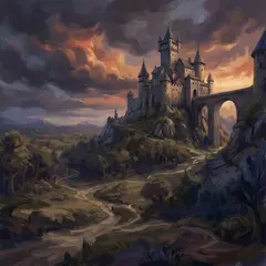 Gemini 3 Pro Image — A medieval castle on a hilltop, fantasy art style,