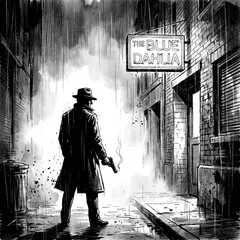 Gemini 3 Pro Image — A noir detective in a foggy alley, graphic novel s