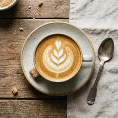 Gemini 3 Pro Image — A cup of coffee on a saucer, with a spoon to the r