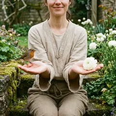 Gemini 3 Pro Image — A bird perched on the left hand of a person, the r
