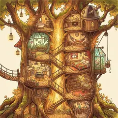 Gemini 3 Pro Image — A detailed cross-section of a fantasy treehouse sh