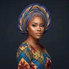 Gemini 3 Pro Image — A woman with elaborate gele headwrap and bold eye 