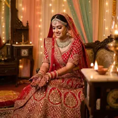 Gemini 3 Pro Image — An Indian bride in traditional red and gold leheng