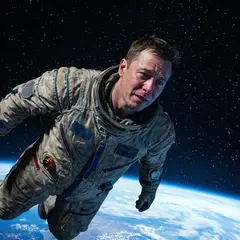 Gemini 3 Pro Image — An astronaut without a helmet, face lit by Earth g