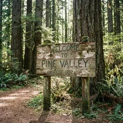 Gemini 3 Pro Image — A weathered wooden sign reading WELCOME TO PINE VA