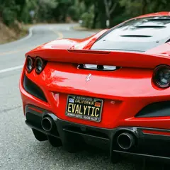 Gemini 3 Pro Image — A license plate reading EVALYTIC on the back of a 