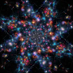 Gemini 2.5 Flash Image — A fractal pattern made of galaxies and nebulae, co