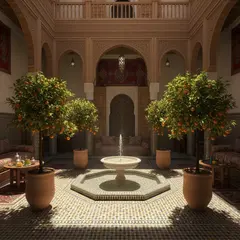 Gemini 2.5 Flash Image — A traditional riad courtyard with intricate zellig
