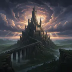 Gemini 2.5 Flash Image — A medieval castle on a hilltop, fantasy art style,