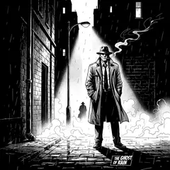 Gemini 2.5 Flash Image — A noir detective in a foggy alley, graphic novel s
