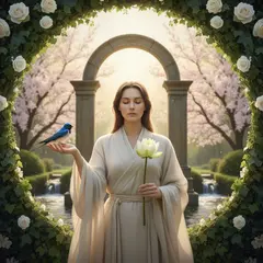 Gemini 2.5 Flash Image — A bird perched on the left hand of a person, the r