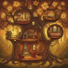 Gemini 2.5 Flash Image — A detailed cross-section of a fantasy treehouse sh