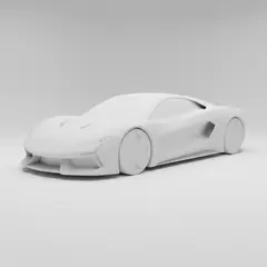 Gemini 2.5 Flash Image — A clay render of a sports car, white material, stu