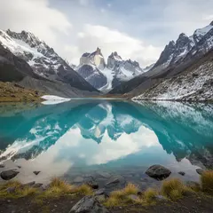 Gemini 2.5 Flash Image — A turquoise glacial lake surrounded by snow-capped