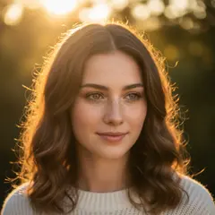 Gemini 2.5 Flash Image — A young woman with freckles and green eyes, golden
