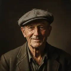 Gemini 2.5 Flash Image — An elderly man with a weathered face and kind smil