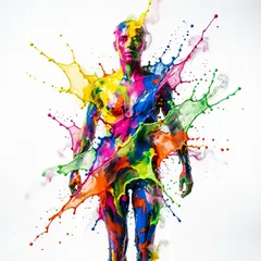 Qwen Image 2.0 — An explosion of colorful paint splashes forming a 