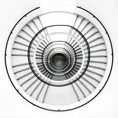 Qwen Image 2.0 — A spiral staircase viewed from directly above, geo