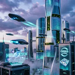 Qwen Image 2.0 — A futuristic city skyline with flying vehicles, sl