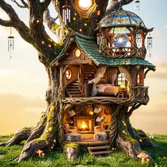 Qwen Image 2.0 — A detailed cross-section of a fantasy treehouse sh