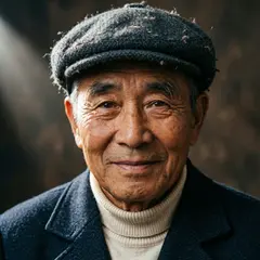 Qwen Image 2.0 — An elderly man with a weathered face and kind smil