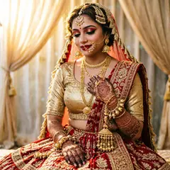 Qwen Image 2.0 — An Indian bride in traditional red and gold leheng