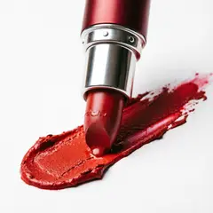 Qwen Image 2.0 — A tube of red lipstick standing upright, melting s