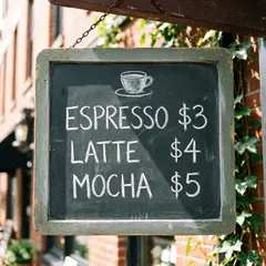 Qwen Image 2.0 — A hand-lettered chalkboard menu outside a coffee s