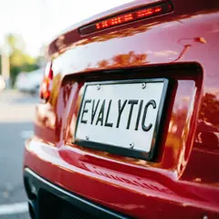 Qwen Image 2.0 — A license plate reading EVALYTIC on the back of a 